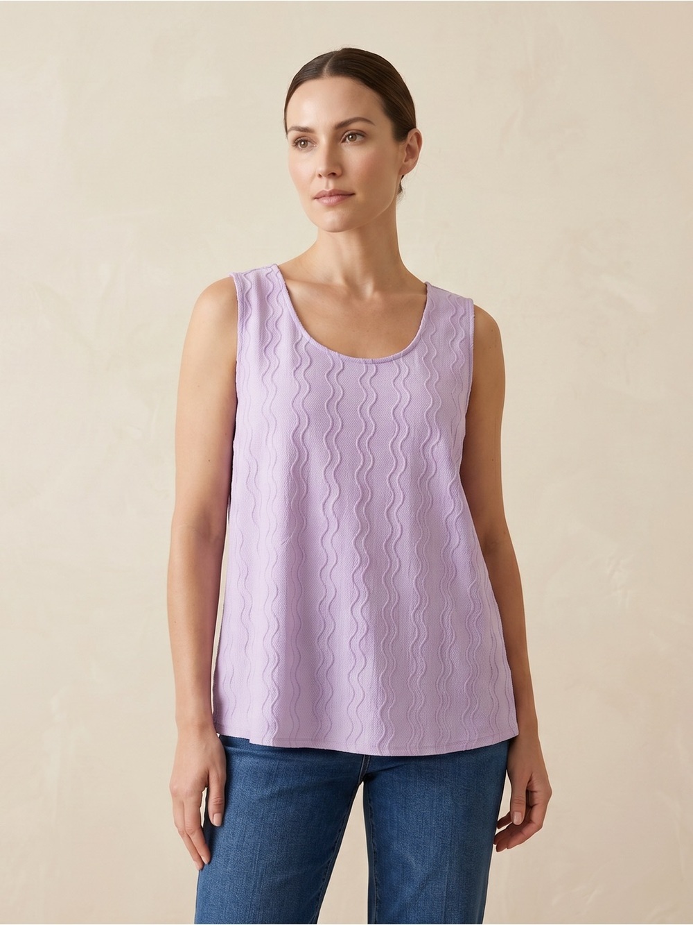 ANDREE BY UNIT All Over Subtle Weave Lilac Scoop Neck Tank